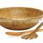 International Bamboo Salad Bowl With Salad Servers Spoon and Fork