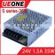Hot sale 35w 24V dve switching power supply CE factory price s-35-24/1.5a