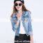 2016 latest korean style long sleeve designer jean jacket designs customized