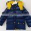 Boys PU Fabric Navy Down Jacket for Winter