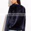 Navy Velvet Embroidered Sweatshirt Long Sleeve100 Cotton Frech Terry Custom Embroidery Sweatshirt Vintage Winter Coats
