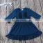 2017 wholesale children clothing usa plain solid mazarine dress latest dress designs for girls