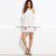 Casual Dresses For Woman Summer Ladies Plain White Ruffle Trim Cold Shoulder A Line Short Dress