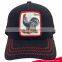 Custom Leather Baseball Cap Cool Mesh Trucker Hat With Cock Logo Patch