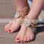 Luxury Full of Crystal Bridal Barefoot Sandals Toe Ring Anklet Ankle Bracelet