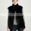 stand-collar fox fur vest,black/quality supplier+OEM+ODM