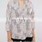 OEM Custom 100% Polyester 3/4 Sleeve Fashion Pattern Top Loose Shirt for Women