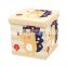Customized room furniture printing lovely cat polyester folding storage pouf stool ottoman