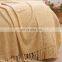 Light Yellow Acrylic High Quality Blanket Jacquard Knitted Blanket With Tassels