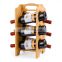 Portable Bamboo Wine Rack Wine Bottle Caddy Tabletop Bottle Holder Organizer Portable Wine Stand for 6 Bottle Wooden Storage