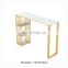 Modern custom dairy cafe bistro with gold metal high bar table