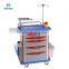 Cheap Price Hospital Resuscitation Crash Cart Medical Emergency Trolley Medicine Cart Cpr Board 5 Drawers