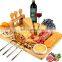 Bamboo Cheese Board Set Serving Tray with 3 Stainless Steel Knife