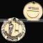 Souvenir gold plated coin ,70*3mm,zinc alloy with soft enamel