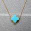 Turquoise Clover Necklace - Gold Filled Necklace - Blue Clover Necklace - Celebrity Inspired