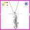 Top Silver Seahorse Metal Pendant Necklace Jewelry With CZ Stone