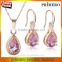 New Fashion 18K Gold Filled Pink kundan Zircon Gems Necklace Earrings Jewelry Set