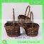 Dark brown color willow fruit storage basket with handle