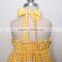 (CD939#yellow )2-6Y Children vintage dress cotton woven summer checked dresses for girls