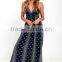 2016 new design maxi dress womens printed black long maxi dress with blank back