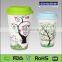 high quality decorative double wall ceramic coffee mug with lids
