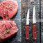 big steak knife set with color wood handle