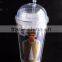 16 Oz Plastic Clear Dome Lid Double Wall Tumbler with Straw