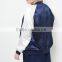 Plus Size Jackets 100% Polyester Blue Colour Block Zipper Bomber Jacket Women Plus Size Winter Coats With Raglan Sleeves