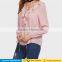 Women Long Sleeve Ruffle Trim Lace up v Neck Tops Casual Boho Long Chiffon Tops and Blouse Design Pattern 2017