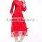 Foreign trade women pure color mesh folding dress with 3d flowers