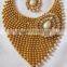 Polki Gold tone pearl Bollywood necklace EARRING Set bridal