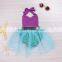 S60669B Newborn Kid Clothes Cotton Baby Girl Mermaid Romper Infant Jumpsuit