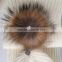 Myfur Pure White Color 30% Wool 70% Acrylic Knitted Raccoon Fur Bobble Knit Scarf