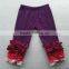 Icing style boutique children's cotton knitted clothes hot sale fall kids 3/4 plain trousers little girls ruffle capri pants