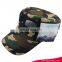 High quantity woodland camouflage military flat top cap with side transfer printing tiercel logo