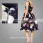 Sleeveless Printing Women Floral Dress Round Neck Knee-length Ladies Skirts