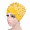 Muslim Women Lace Hats Arab Turban Skullies Beanies Islamic Velvet Pearl Turban Cap