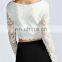 China wholesale high round neck ladies long sleeve lace crop top