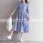 OEM Wholesale Maxi Dresses Plus Size Long Sleeve Linen Striped Dresses