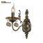 RM2249 classic Glass Candle Shape Retro antique brass Iron Crystal Wall Light fixture