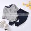 Baby suit autumn baby long sleeve solid color pit stripe Romper pants two piece bag fart creeper
