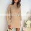LAITE D2163 women fashion bodycon solid color short dresses ladies autumn medium and high collar casual dress