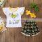 Baby infant Clothing Set Kids Summer Clothes Deer Cow Ruffles Tops T-shirt Sunflower Tassel Shorts Toddler Outfit