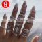 2021 Boho Vintage Ring Set Gold Knuckle Rings For Women Crystal Star Crescent Geometric Female Finger Rings Set Jewelry
