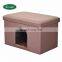 Reatai high quality PVC fabric foldable long cat bed leather pouffe storage ottoman