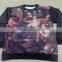 New style sublimation sweatshirts with side golden zipper with leather sleeves