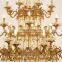 European Custom Hotel Living Room Antique Brass Candle Full Copper Large Chandelier Light