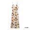 European and American style foreign trade women's clothing new 2025 fashion silk texture printed MIDI dress