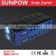 sunpow 12000mah Multifunction double usb 12v car jump starter and portable battery booster power bank with lcd display