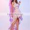 OEM Customized Halter Pink Chiffon Knee Length Cocktail Dress 2016